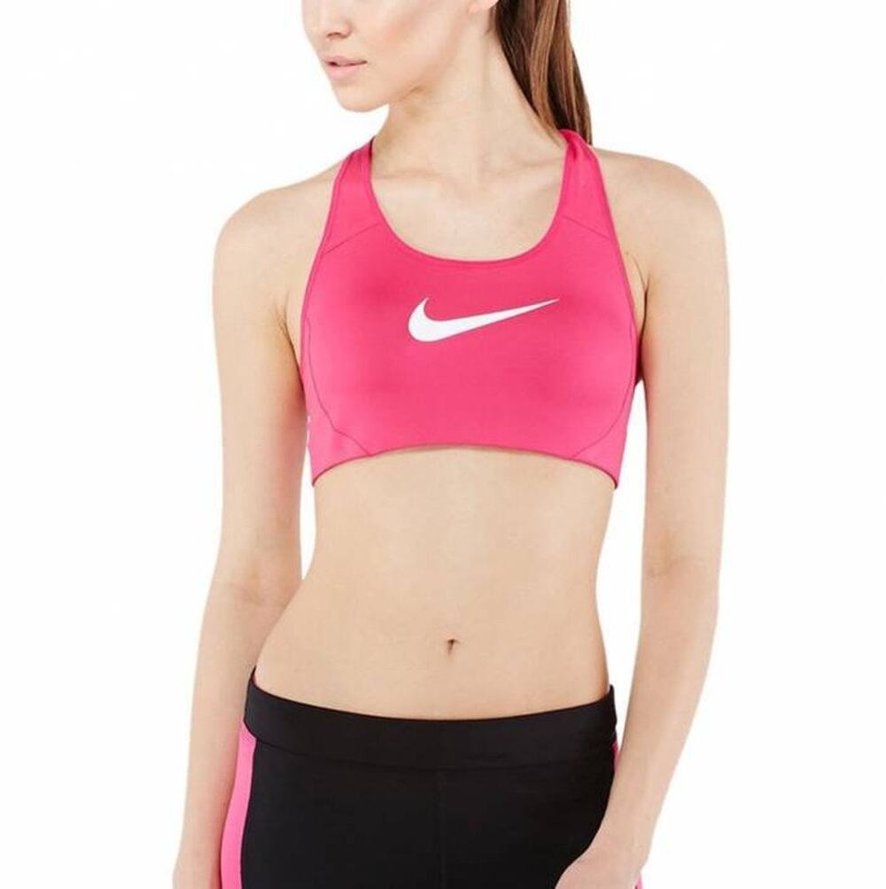 New Nike Training Dri-FIT Swoosh Padded Sports Bra Pink Racerback Strap Sz M
